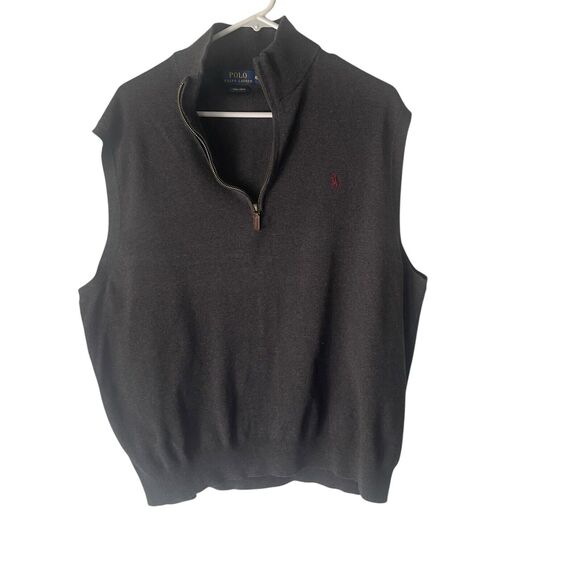 Polo Ralph Lauren Men's Size XL Gray Old Money Pima Cotton 1/4 Zip Sweater Vest - Picture 1 of 7